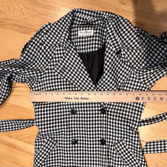 MISS SELFRIDGE BLACK WHITE HOUNSTOOTH TRENCH COAT SIZE 6 NEW - Picture 10 of 13